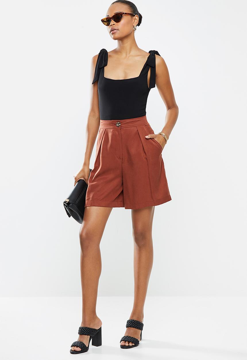 MILLA - Squareneck bodysuit with ties - black