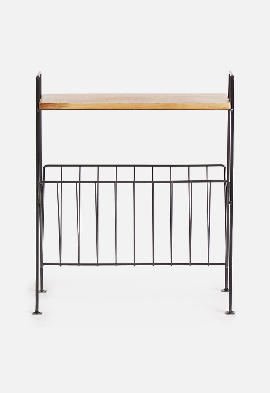 Sixth Floor - Magazine rack side table - black & natural