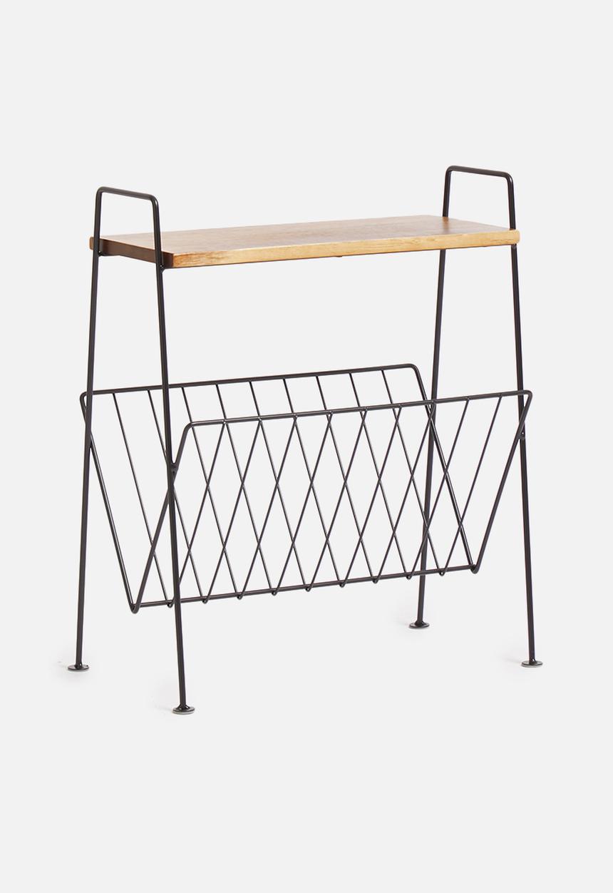 Sixth Floor - Magazine rack side table - black & natural