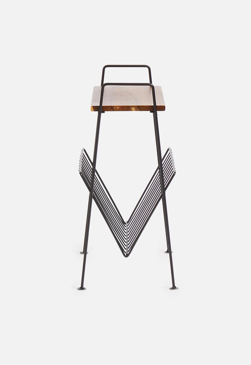 Sixth Floor - Magazine rack side table - black & natural