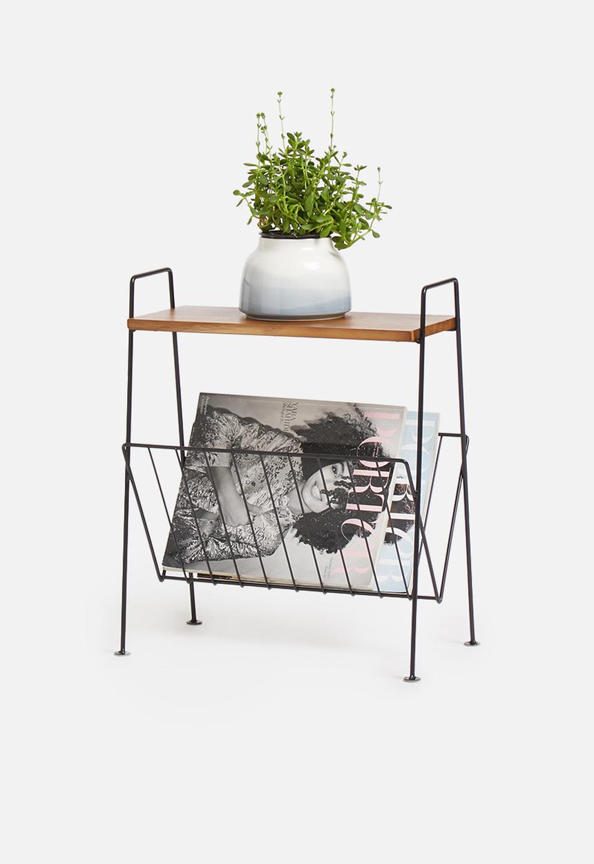 Sixth Floor - Magazine rack side table - black & natural