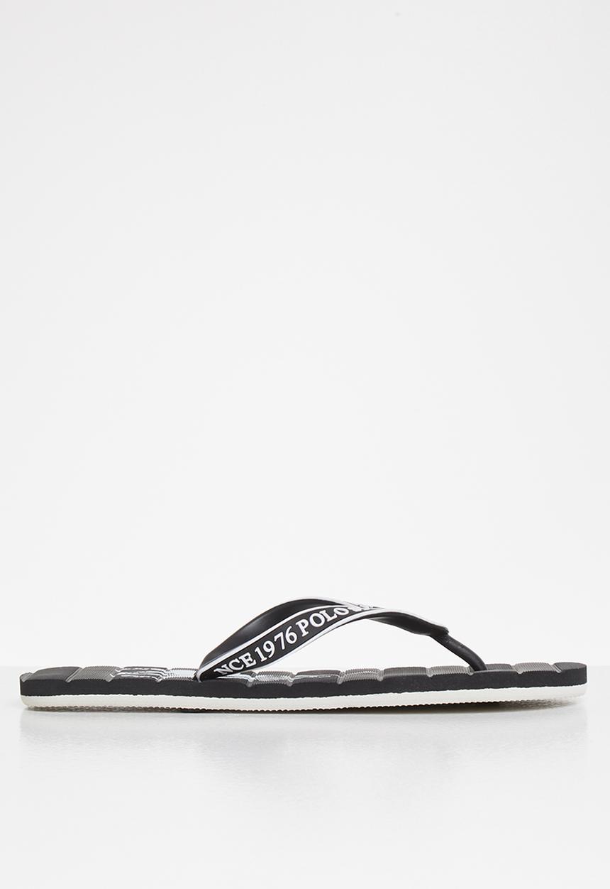 POLO - Owen striped pony flip flop - black