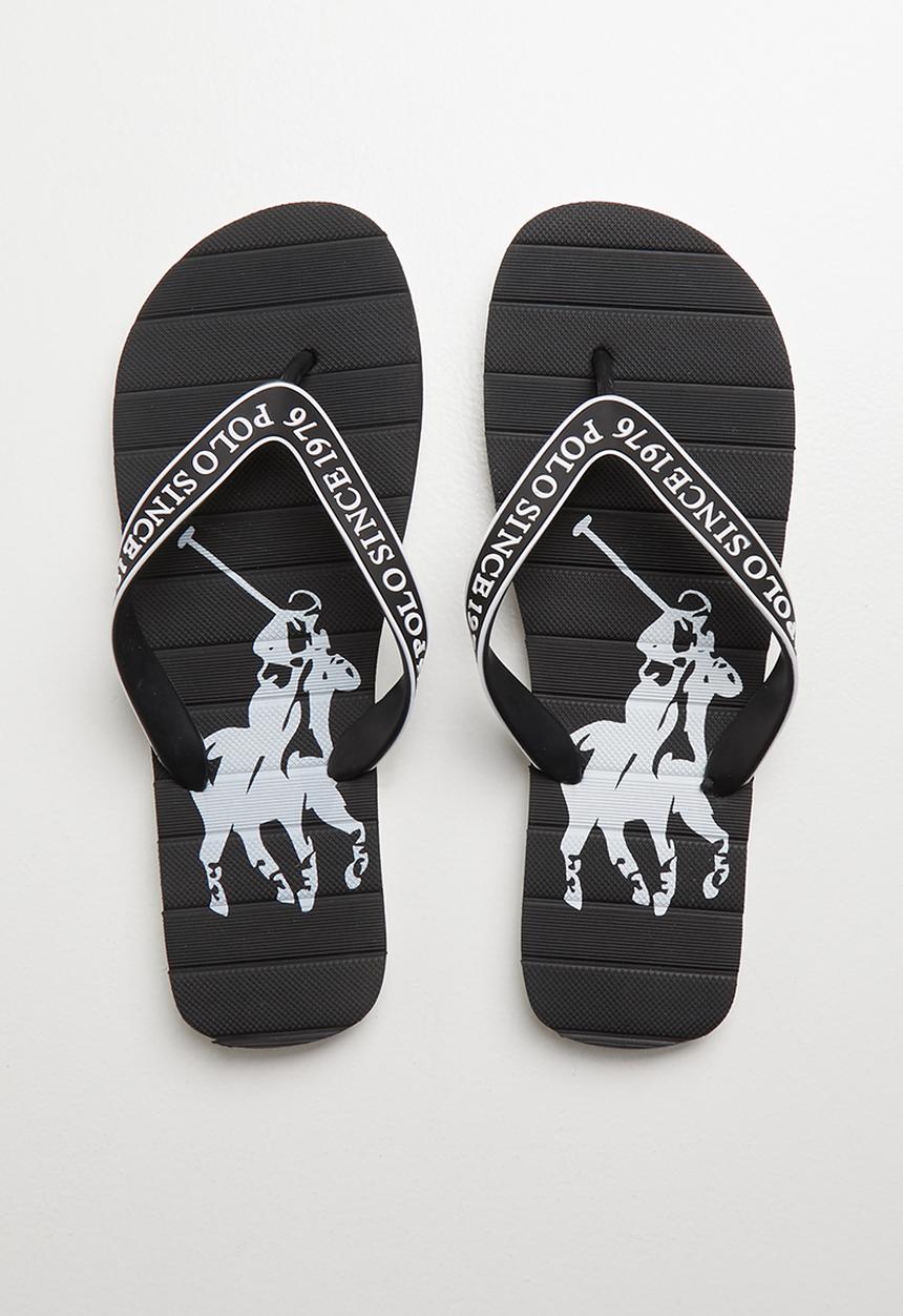 POLO - Owen striped pony flip flop - black