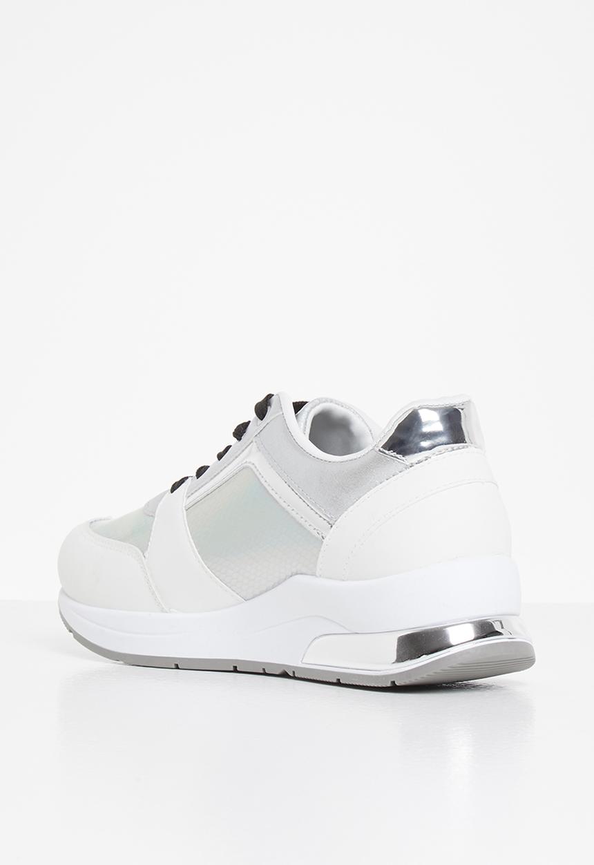 Tom Tom - Metallic panel sneaker - white & silver 