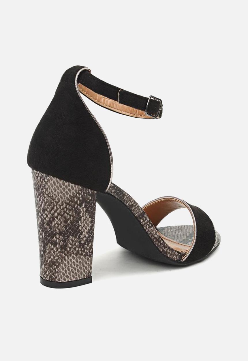 Seduction - Ankle strap snake heel - black