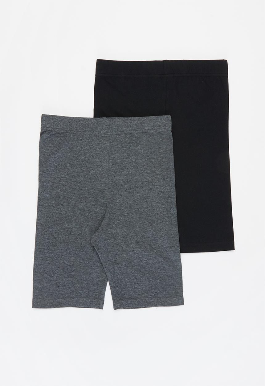 Rebel Republic - Girls 2 pack biker leggings - black & grey 