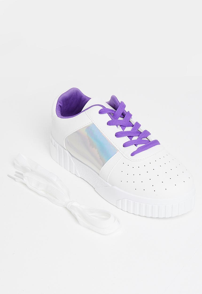 Tom Tom - Pin punch metallic sneaker - white