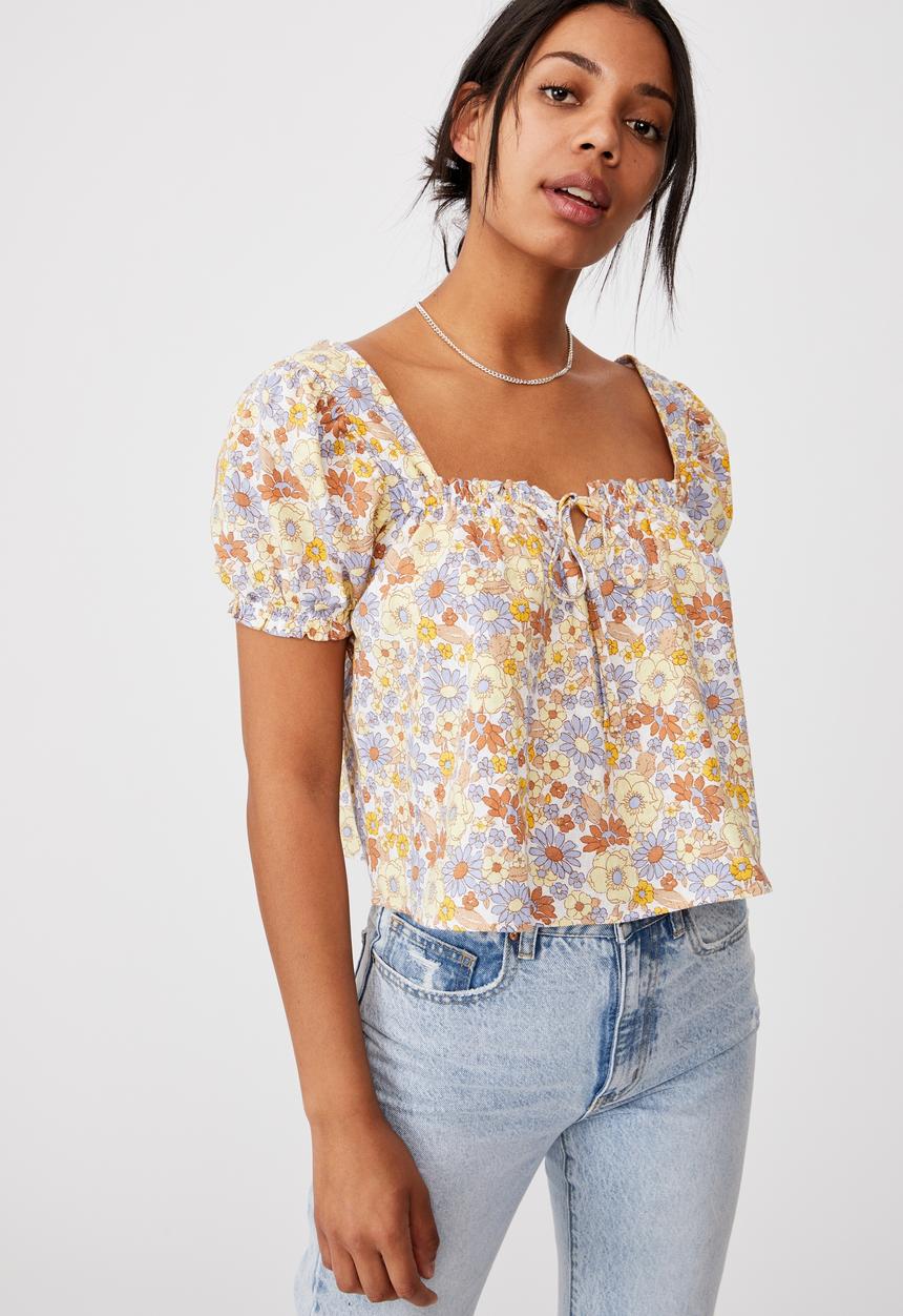 Cotton On - Babydoll blouse - nikita flora white