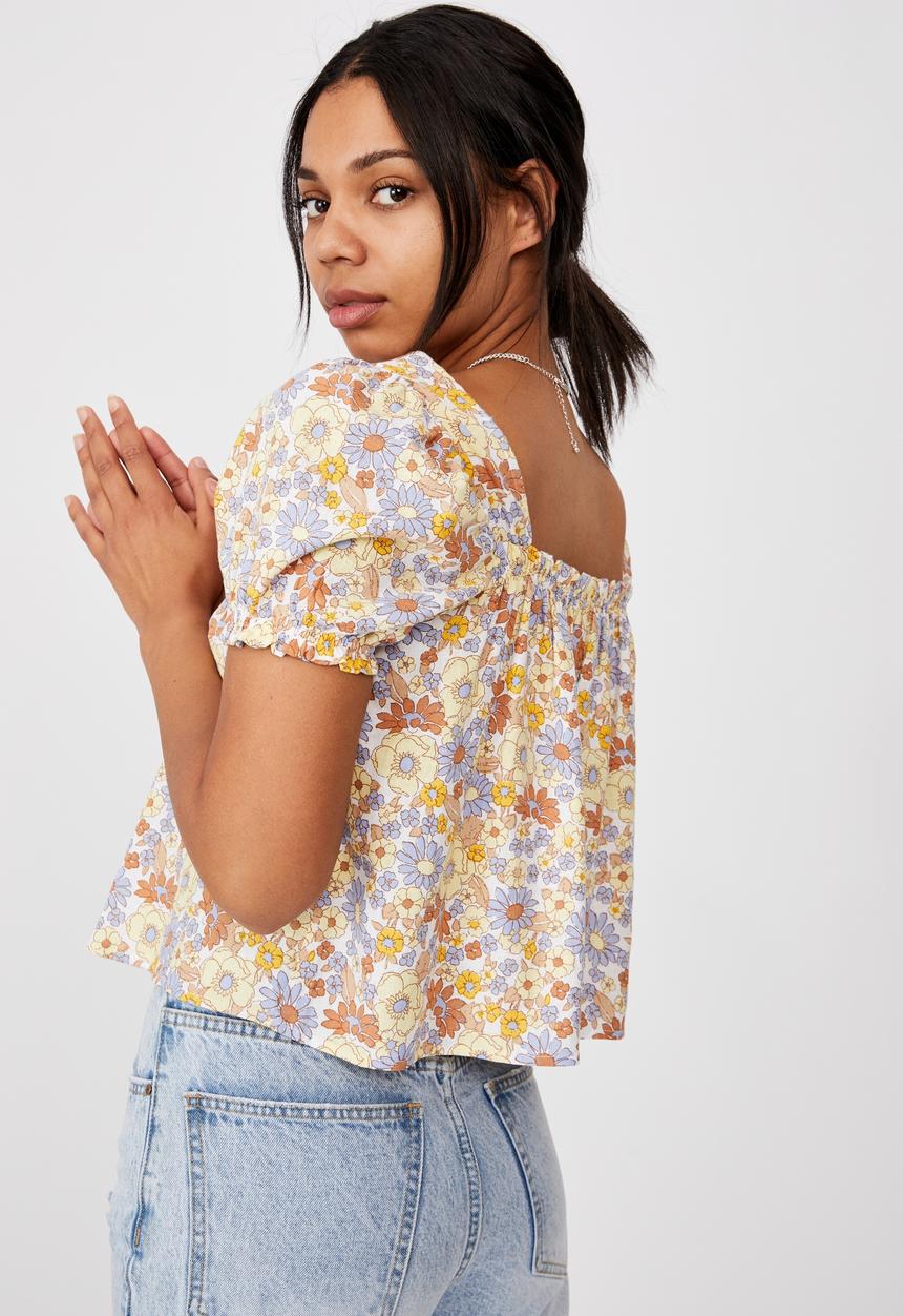 Cotton On - Babydoll blouse - nikita flora white