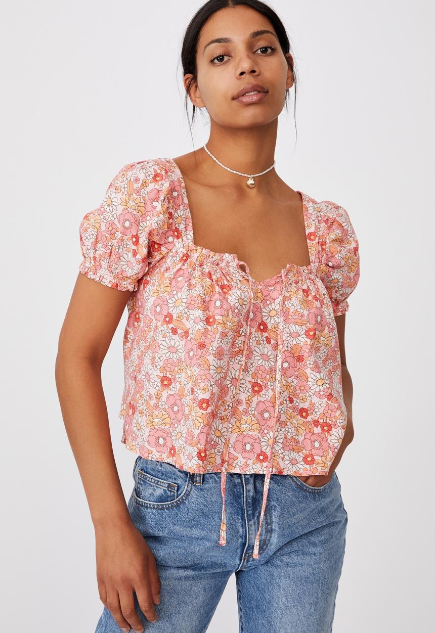 Cotton On - Babydoll blouse - nikita floral sugar pink