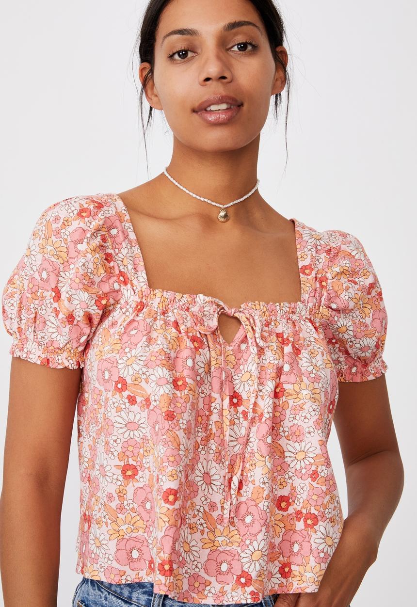 Cotton On - Babydoll blouse - nikita floral sugar pink