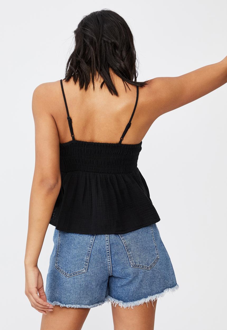 Cotton On - Babydoll shirred cami - black