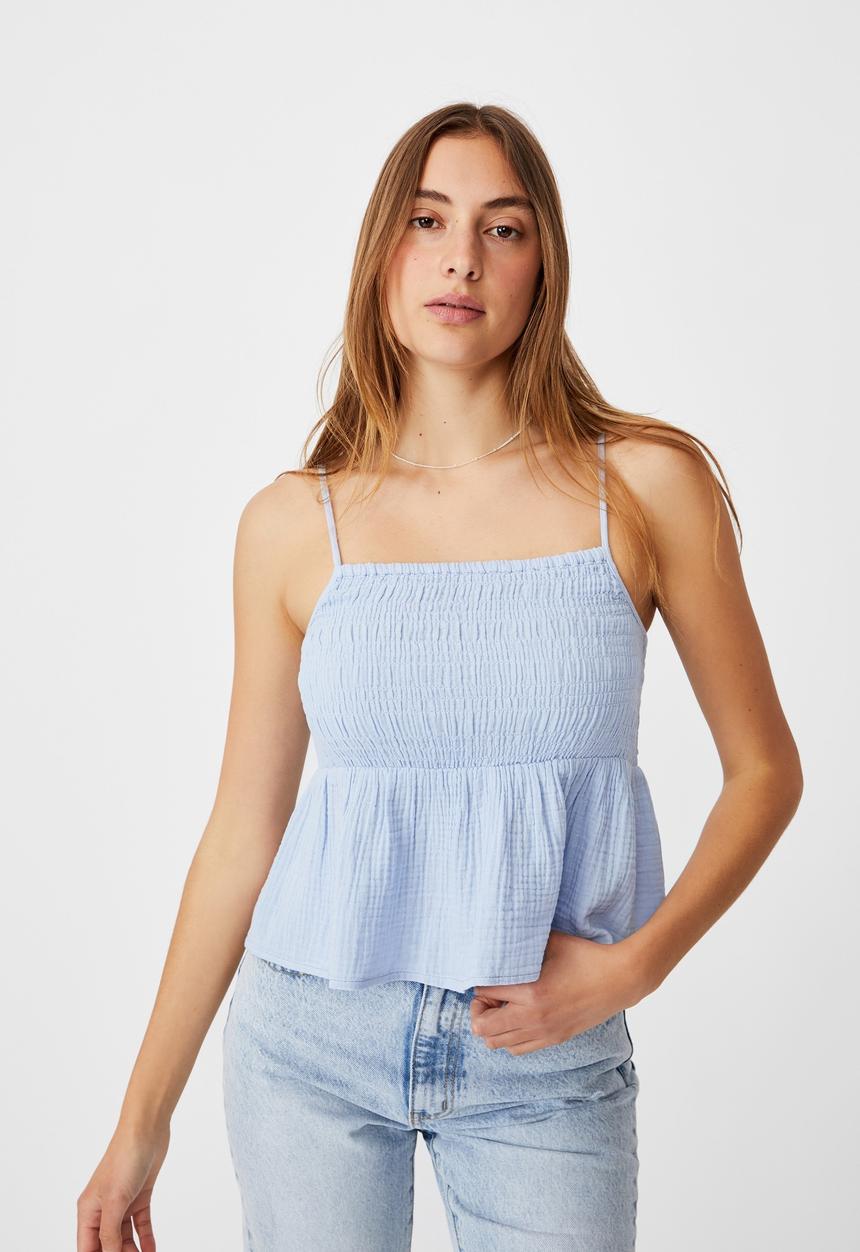 Cotton On - Babydoll shirred cami - blue
