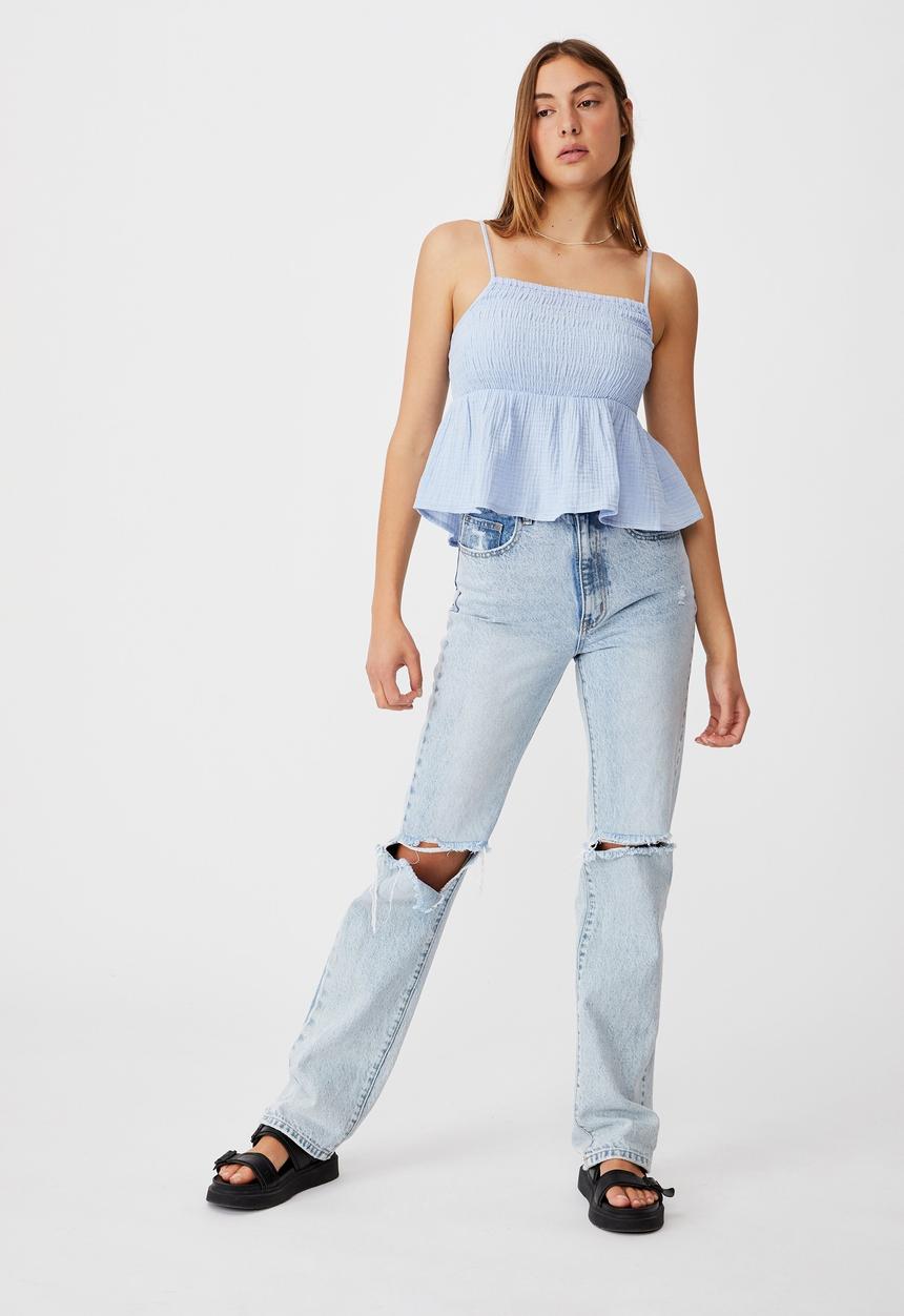 Cotton On - Babydoll shirred cami - blue