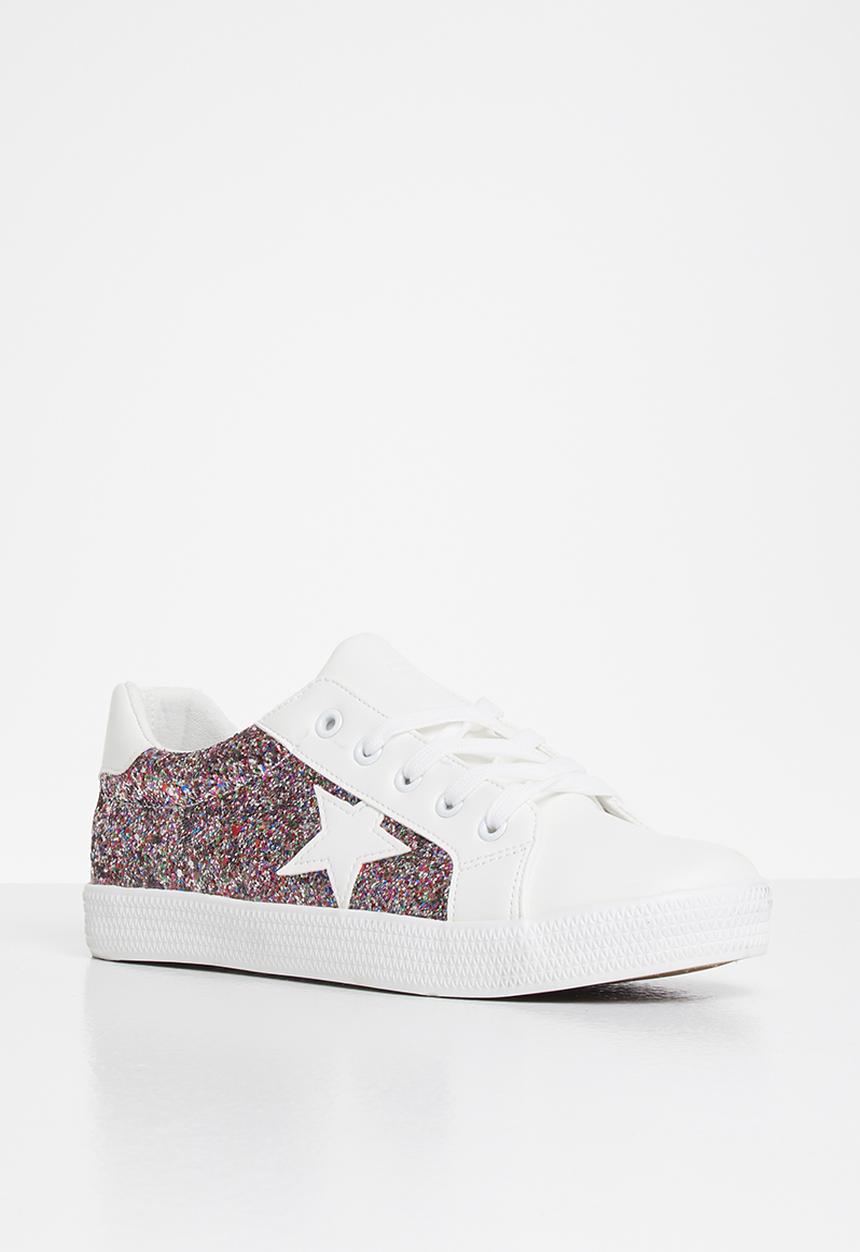 Tom Tom - Star glitter sneaker - white