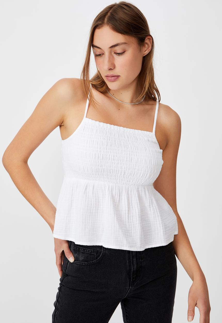Cotton On - Babydoll shirred cami - white