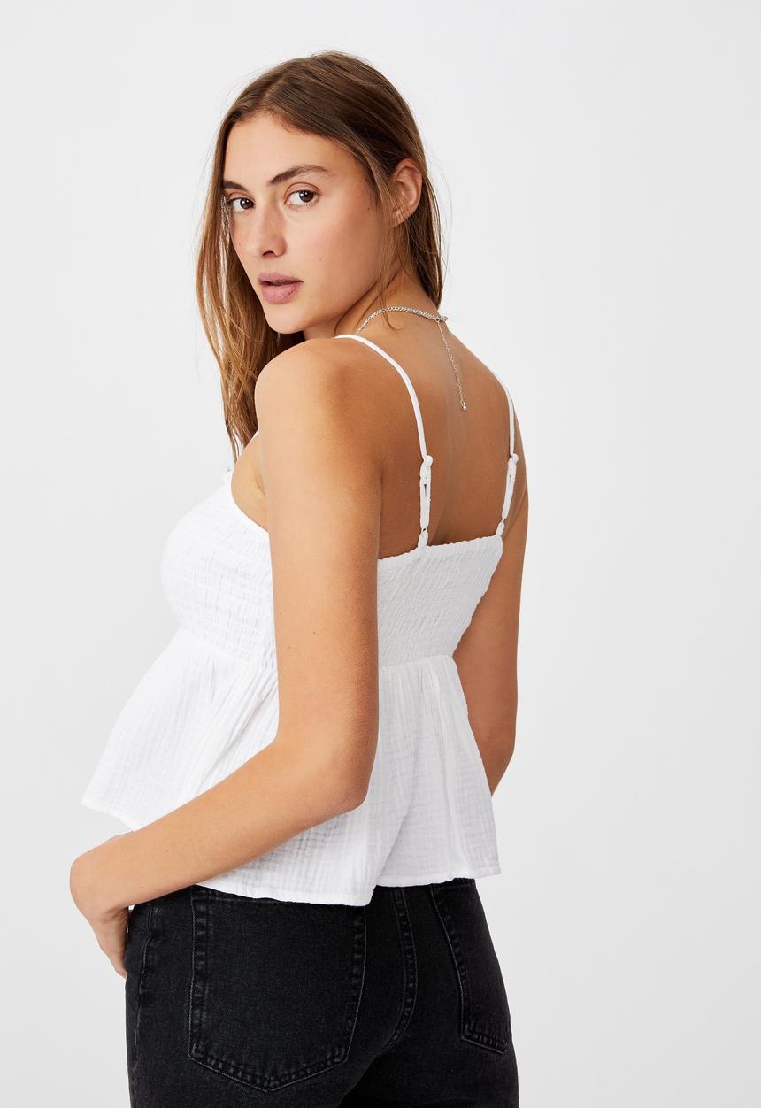 Cotton On - Babydoll shirred cami - white