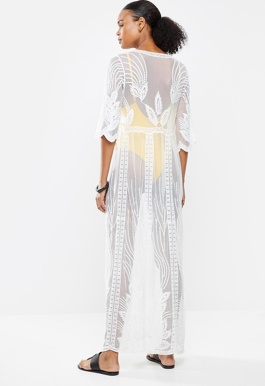 STYLE REPUBLIC - Lace tie front cover up - white