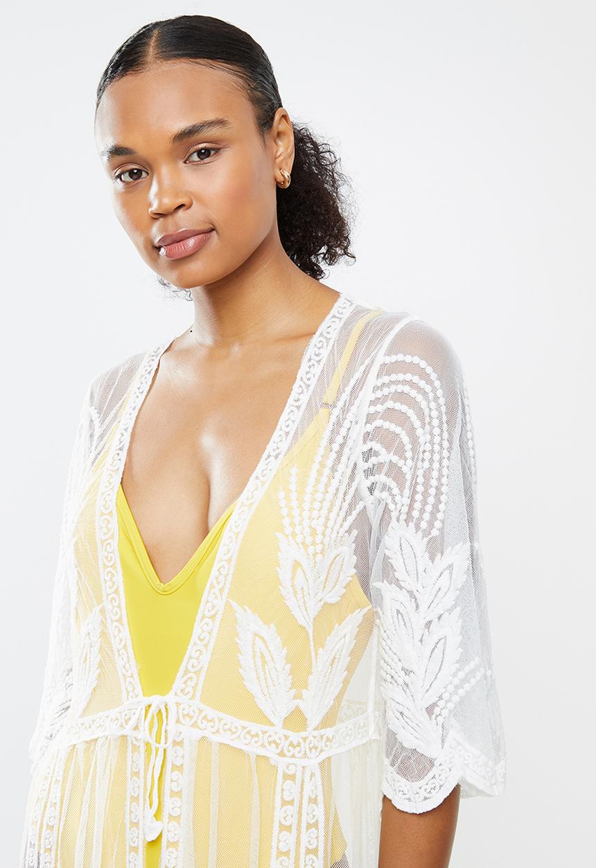 STYLE REPUBLIC - Lace tie front cover up - white