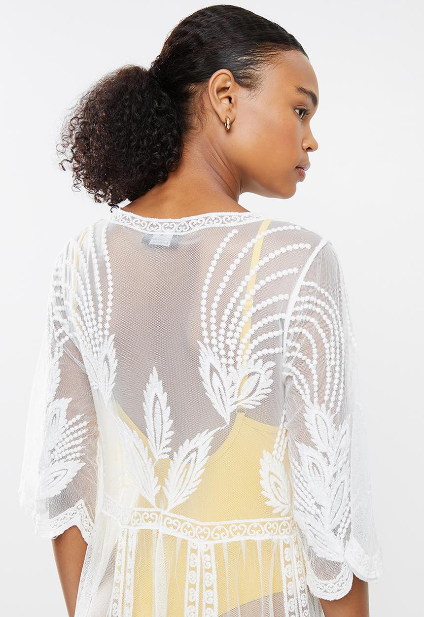 STYLE REPUBLIC - Lace tie front cover up - white