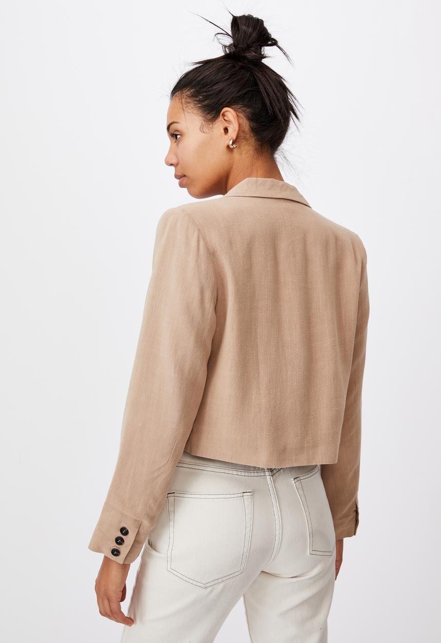 Cotton On - Cropped blazer - natural