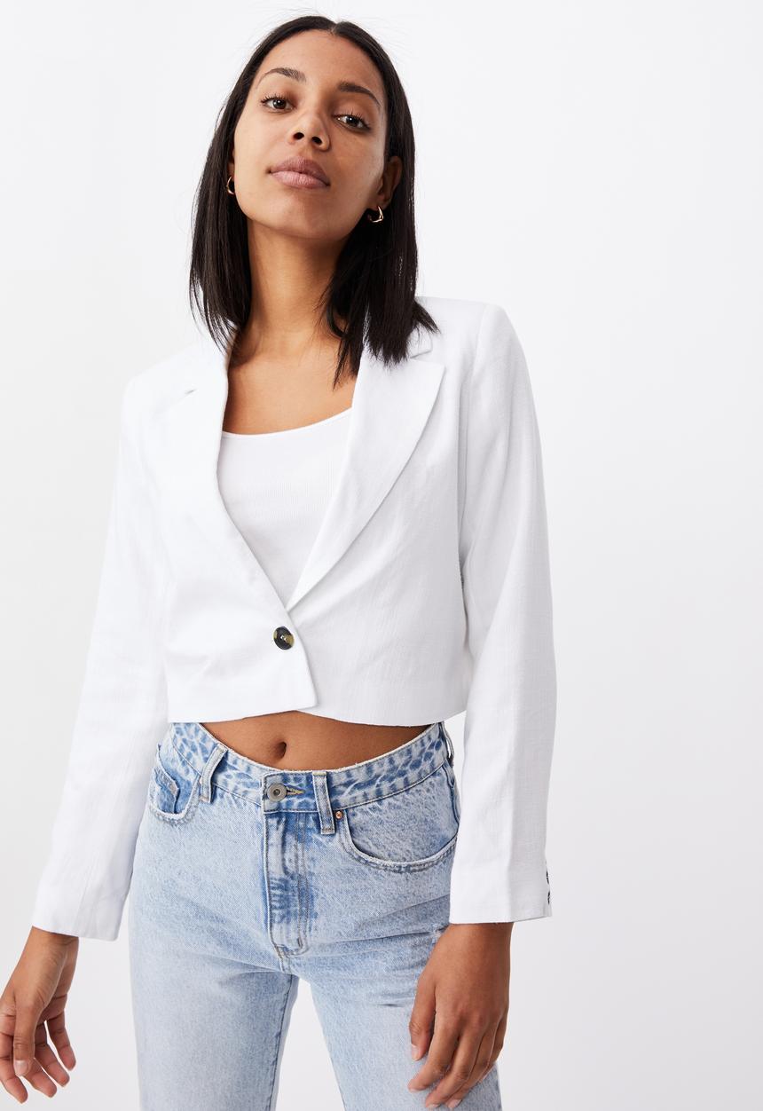 Cotton On - Cropped blazer - white