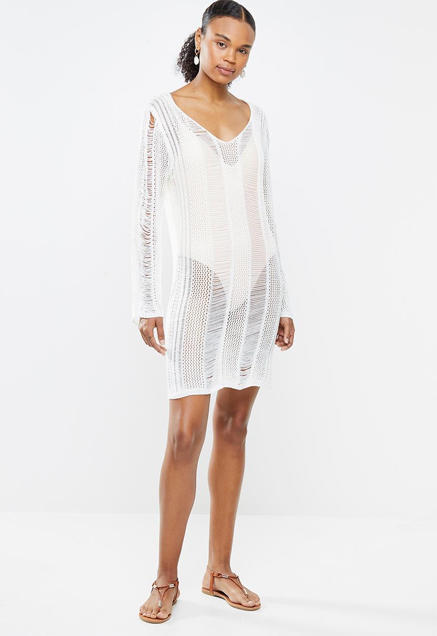 STYLE REPUBLIC - Crotchet open back cover up - white