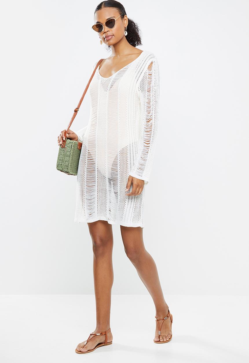 STYLE REPUBLIC - Crotchet open back cover up - white