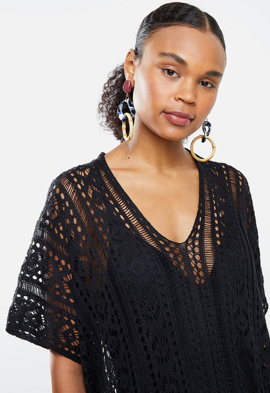STYLE REPUBLIC - Crotchet short kaftan - black