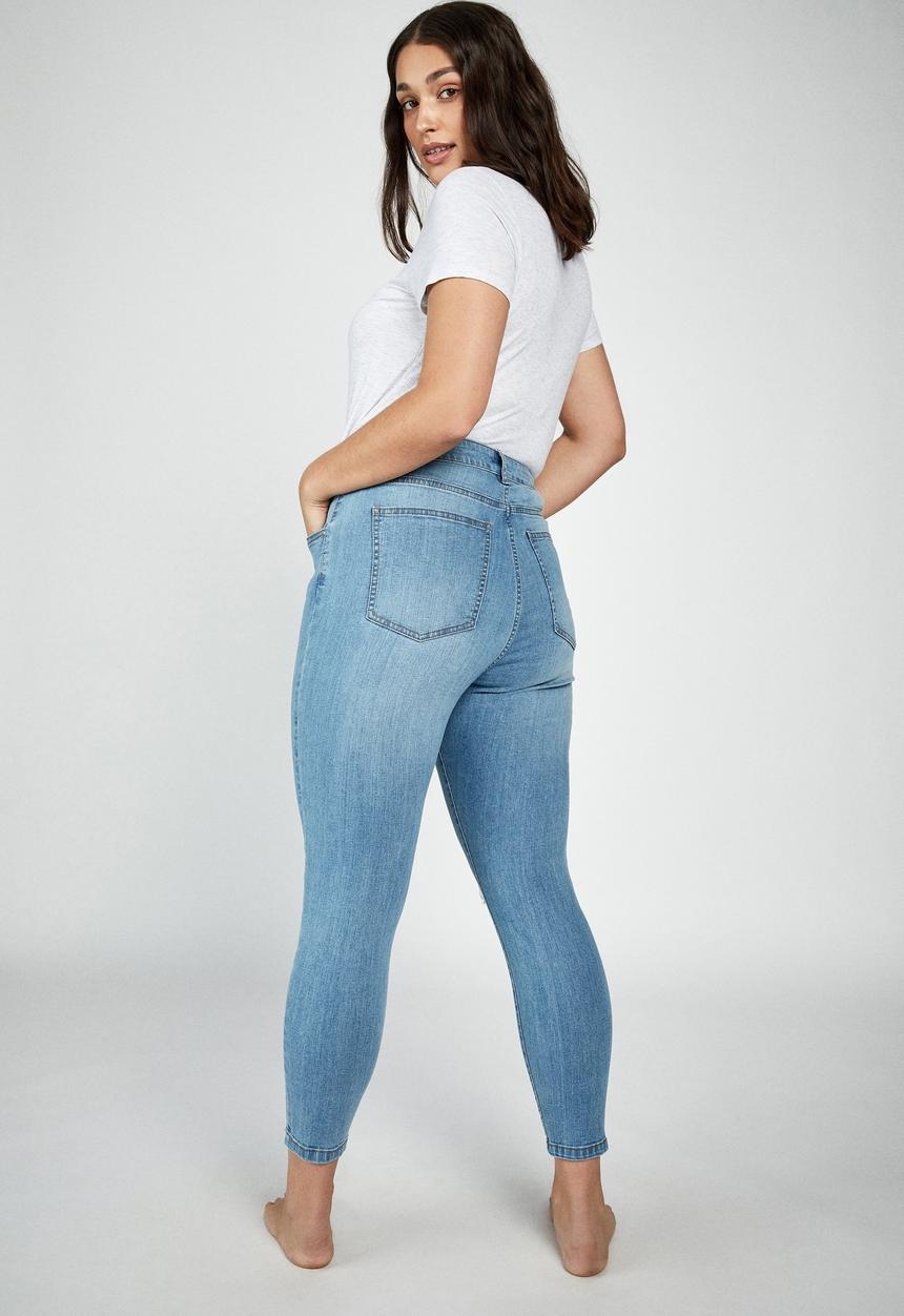 Cotton On - Curve adriana high skinny jean - bleach blue rips