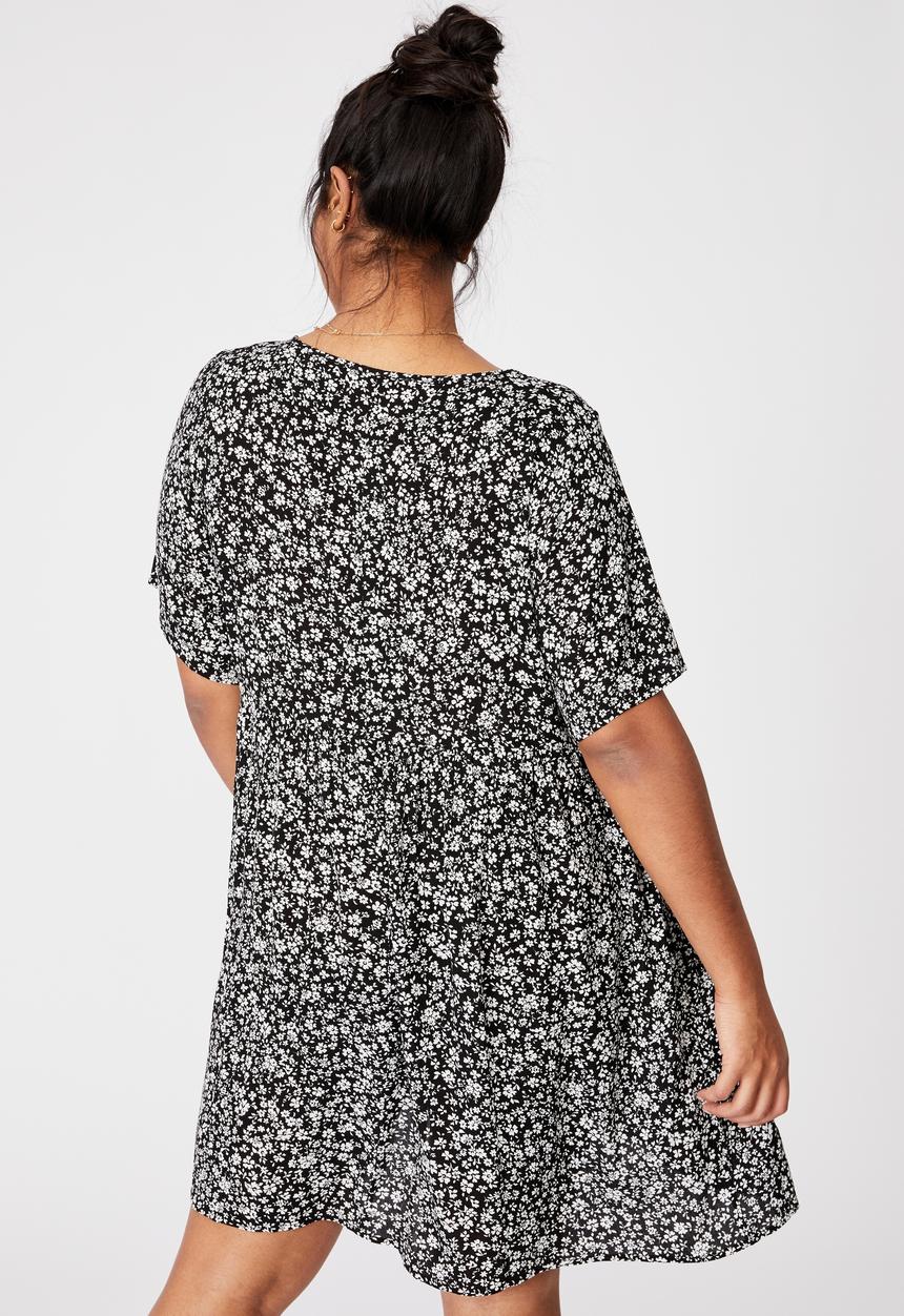 Cotton On - Curve good times babydoll mini dress - nicole ditsy black