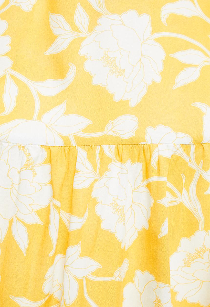 edit - Sleevless v-neck tiered midi dress - ochre floral