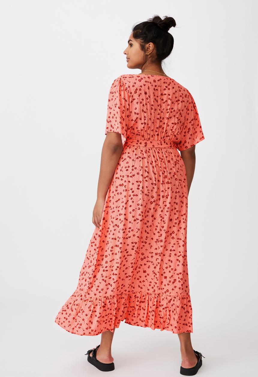 Cotton On - Curve woven laura frill hem maxi dress - laura ditsy musk pink