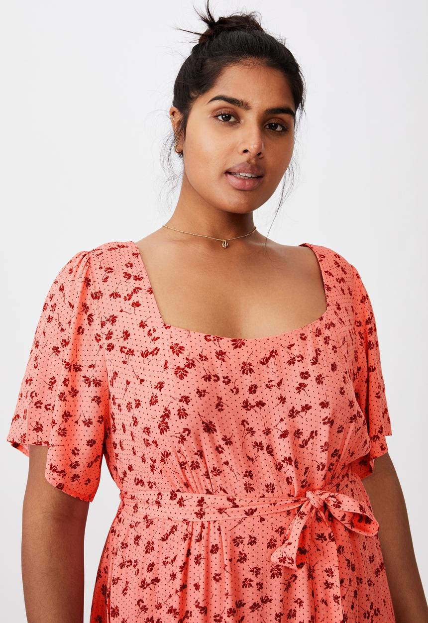 Cotton On - Curve woven laura frill hem maxi dress - laura ditsy musk pink