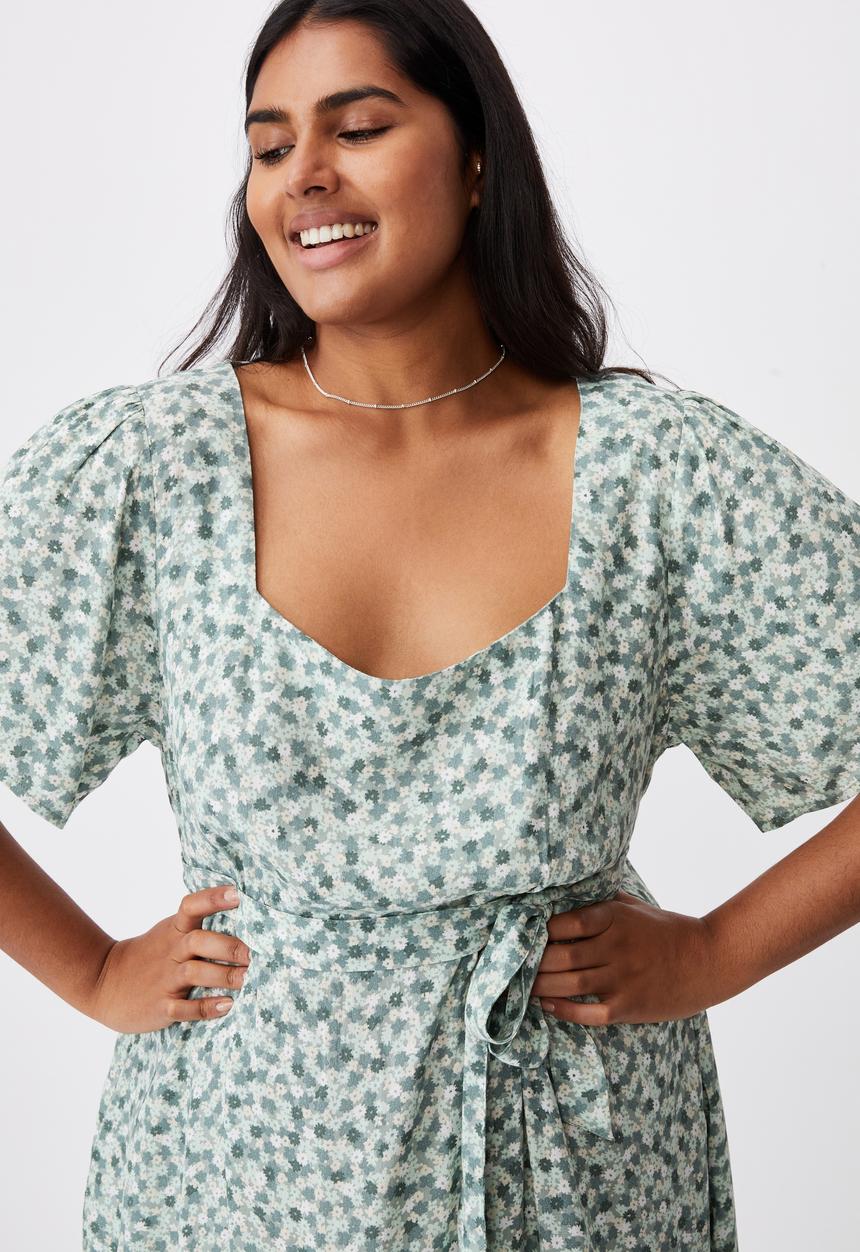 Cotton On - Curve woven laura frill hem maxi dress - quinn ditsy jadette
