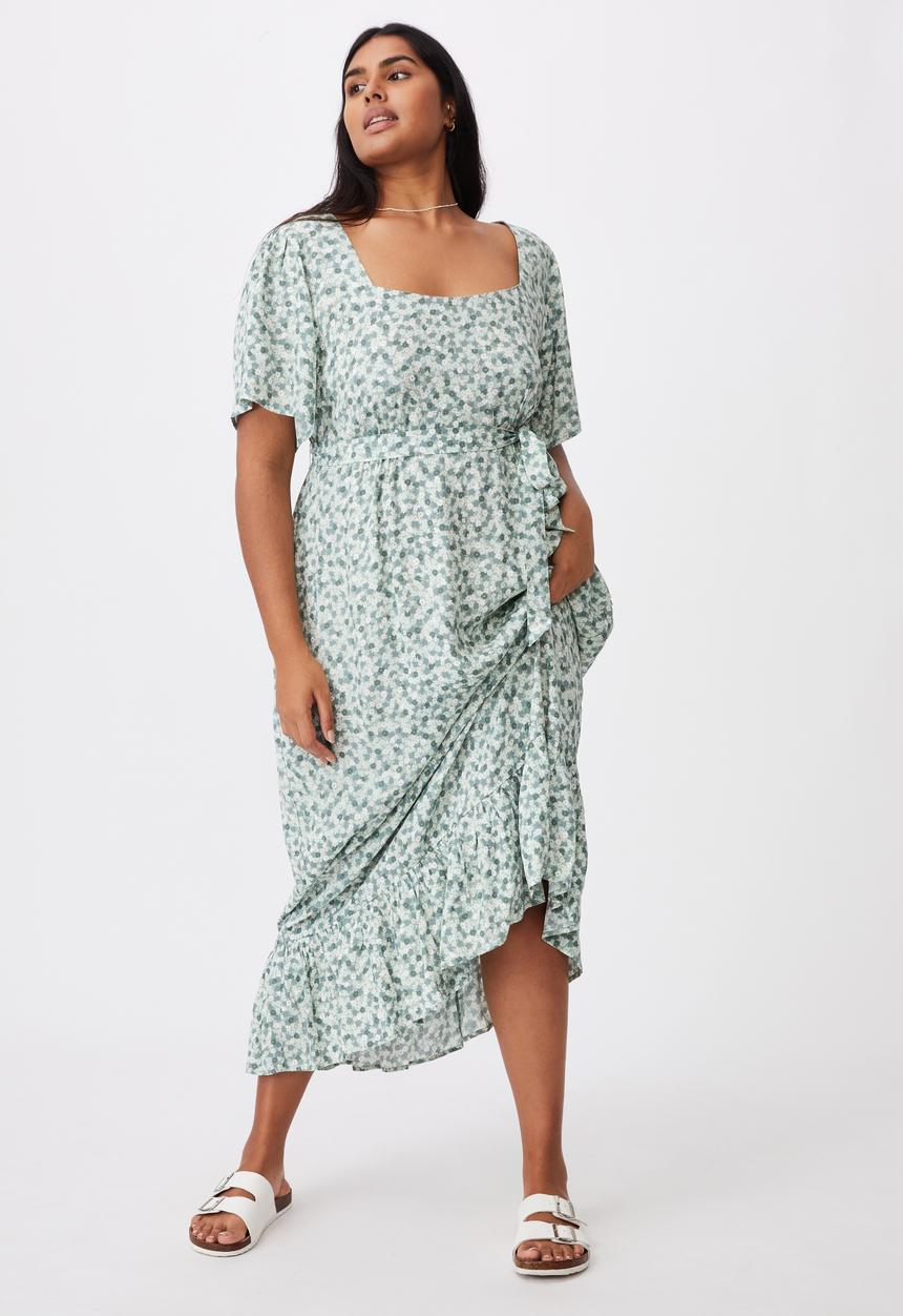 Cotton On - Curve woven laura frill hem maxi dress - quinn ditsy jadette