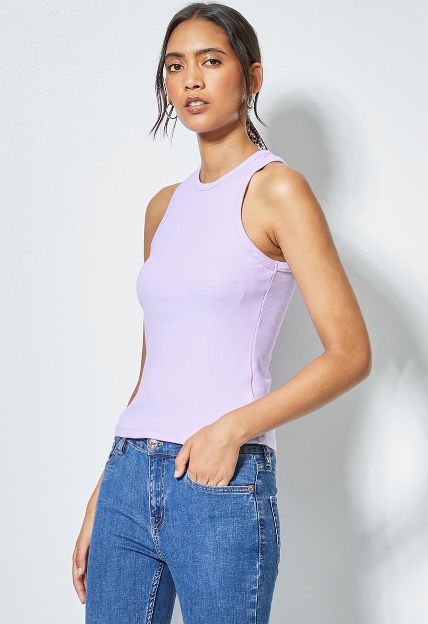 Superbalist - Single rib cutaway vest - lilac