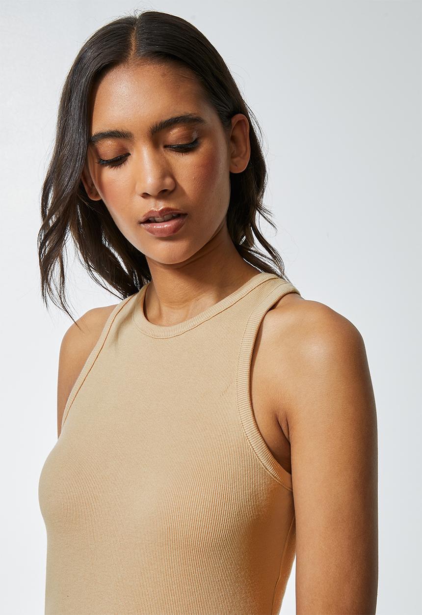 Superbalist - Single cutaway rib vests - beige