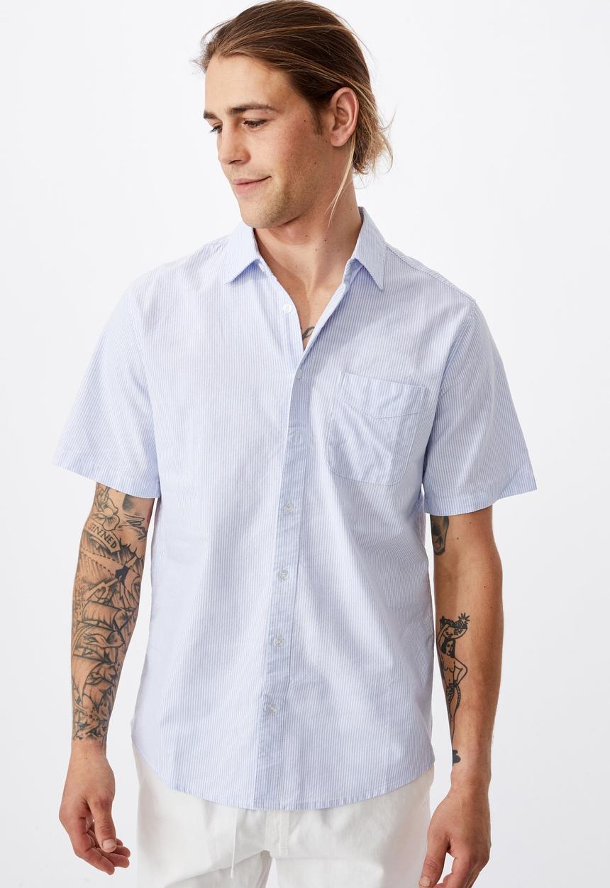 Cotton On - Vintage prep short sleeve shirt - blue & white 