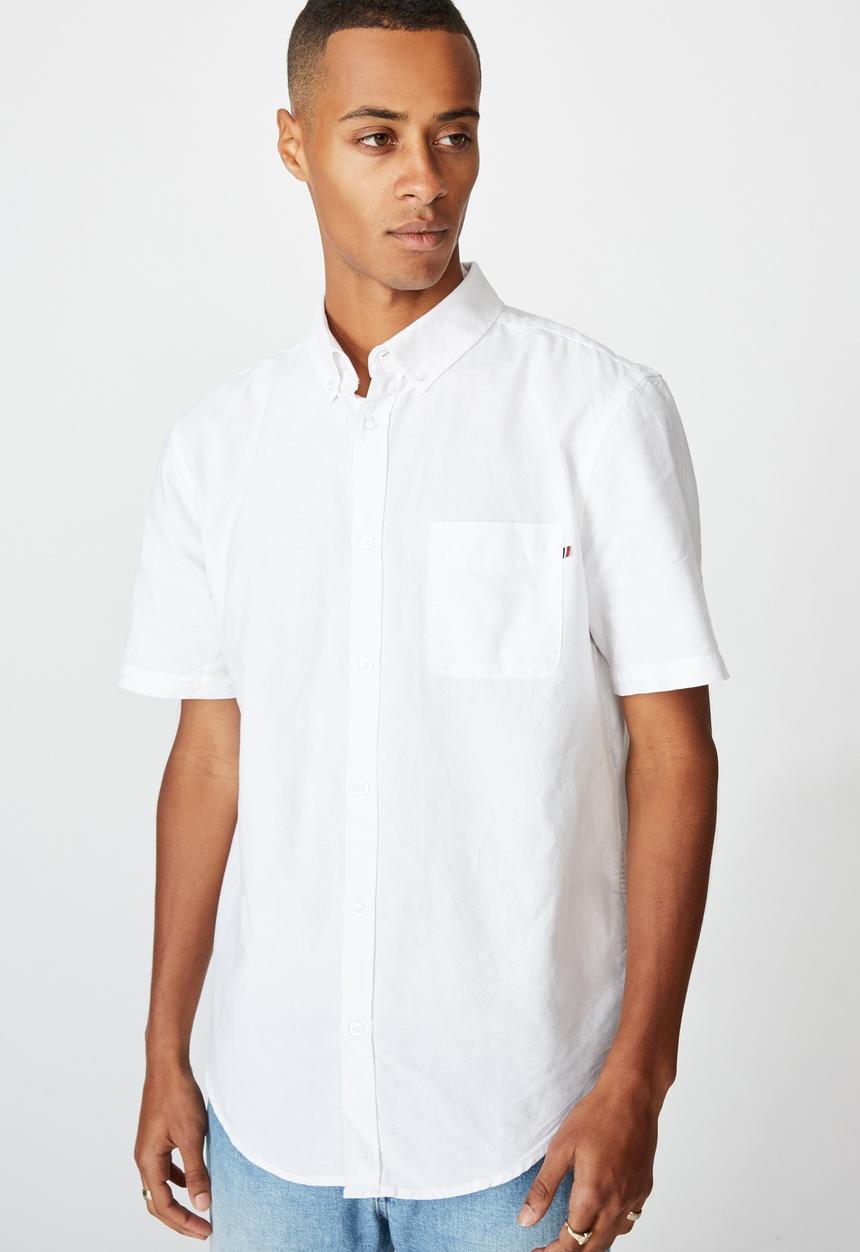 Cotton On - Vintage prep short sleeve shirt - white