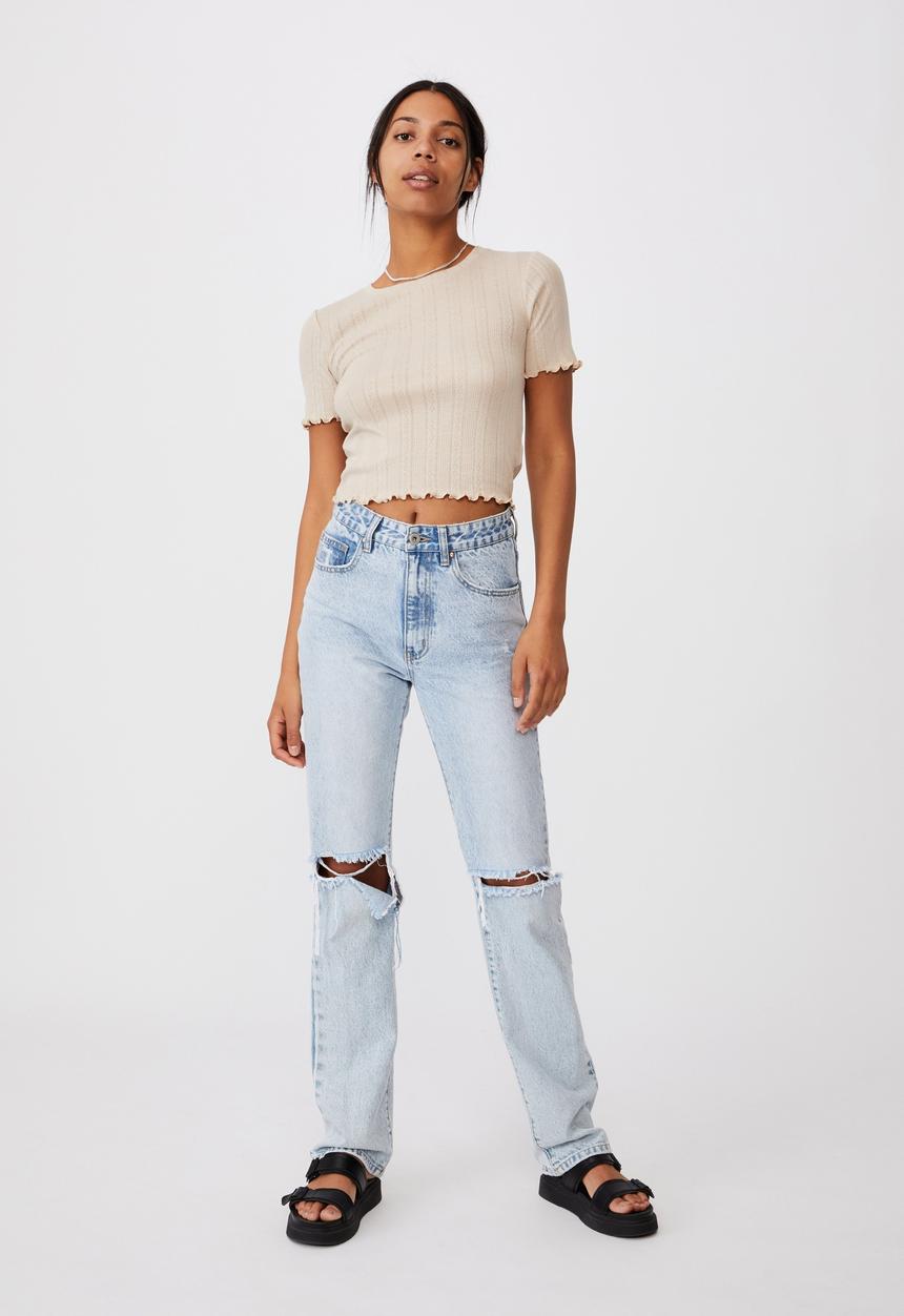 Cotton On - Little sister pointelle tee - latte