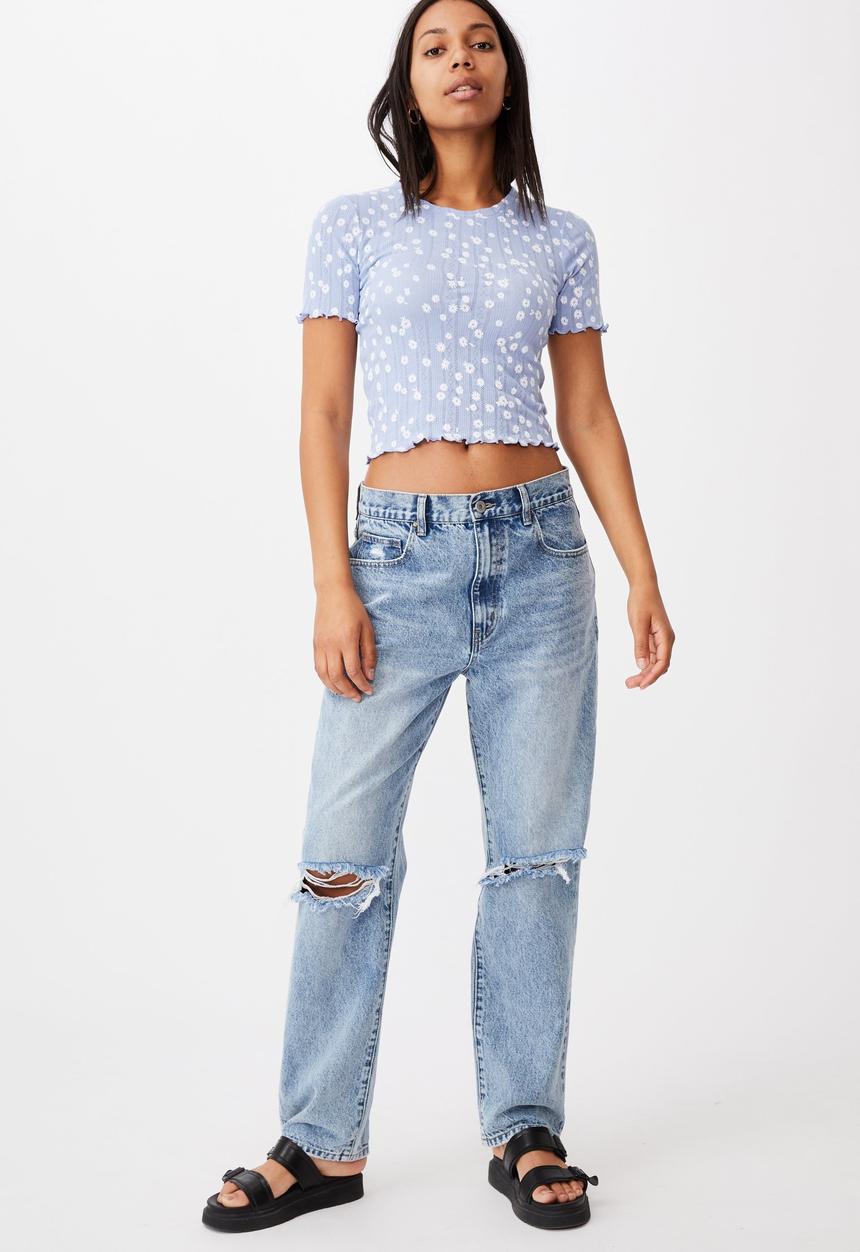 Cotton On - Little sister pointelle tee - stella daisy powder blue