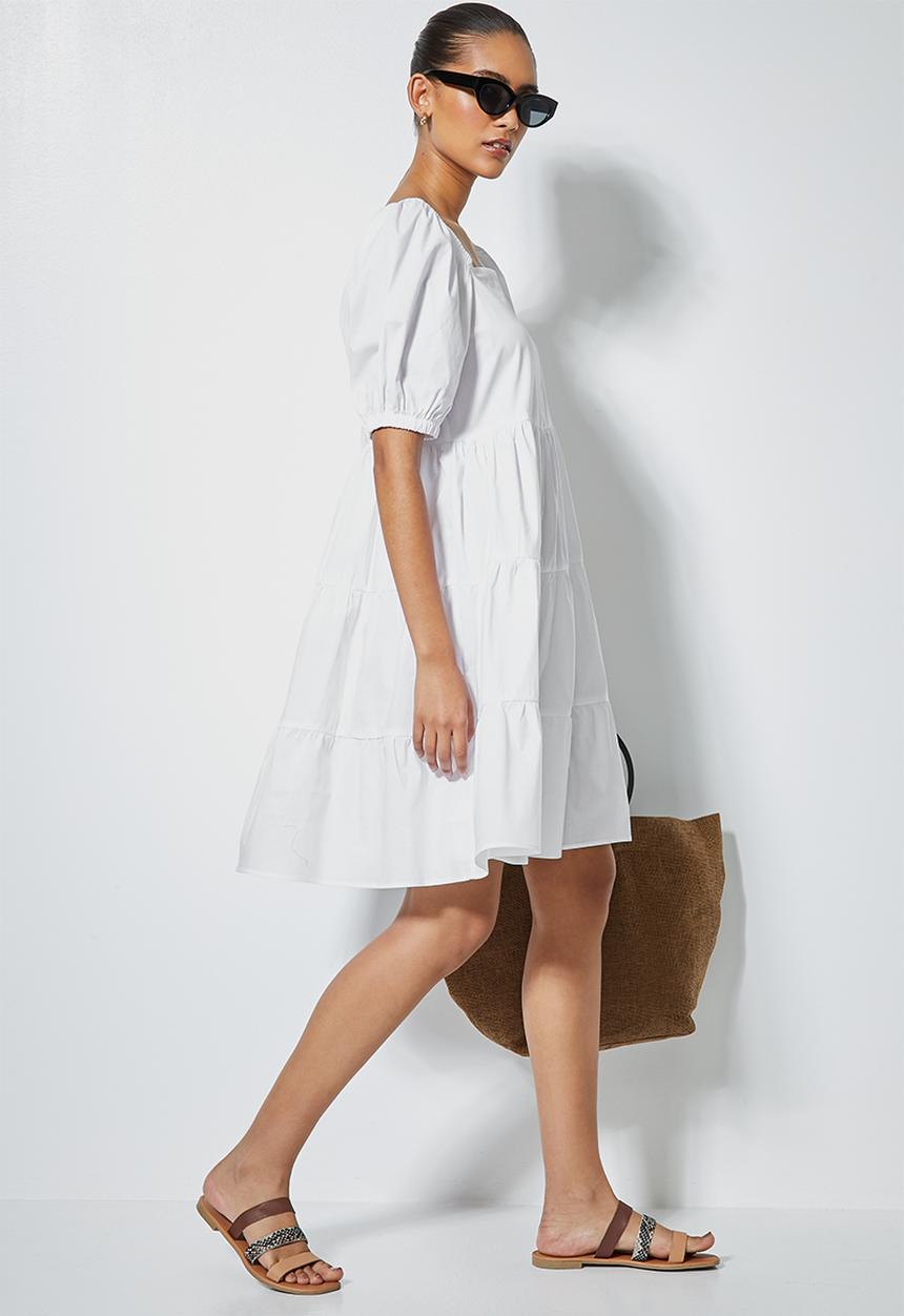 Superbalist - Tiered dress mini - white