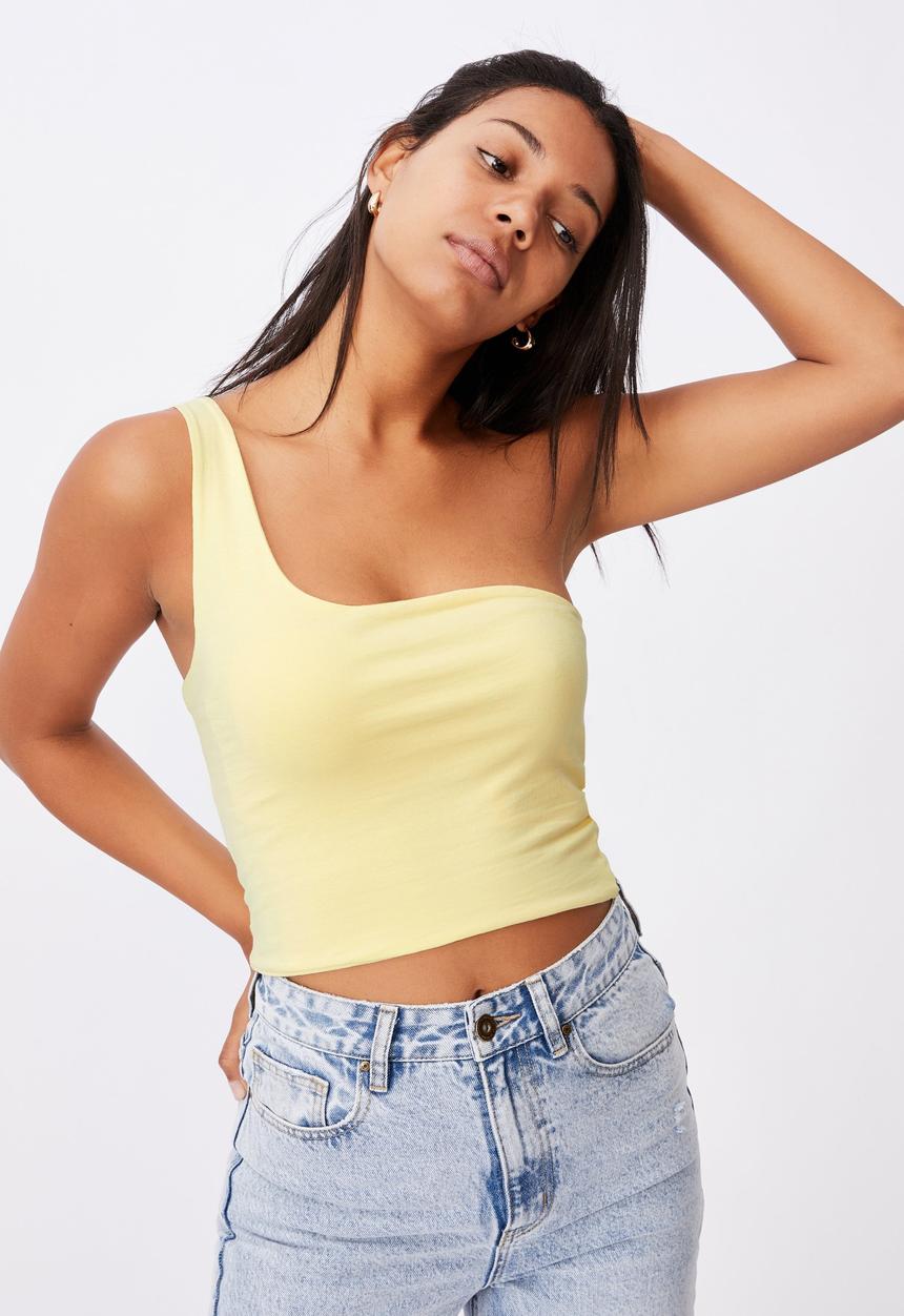 Cotton On - One shoulder sleeveless top - lemon