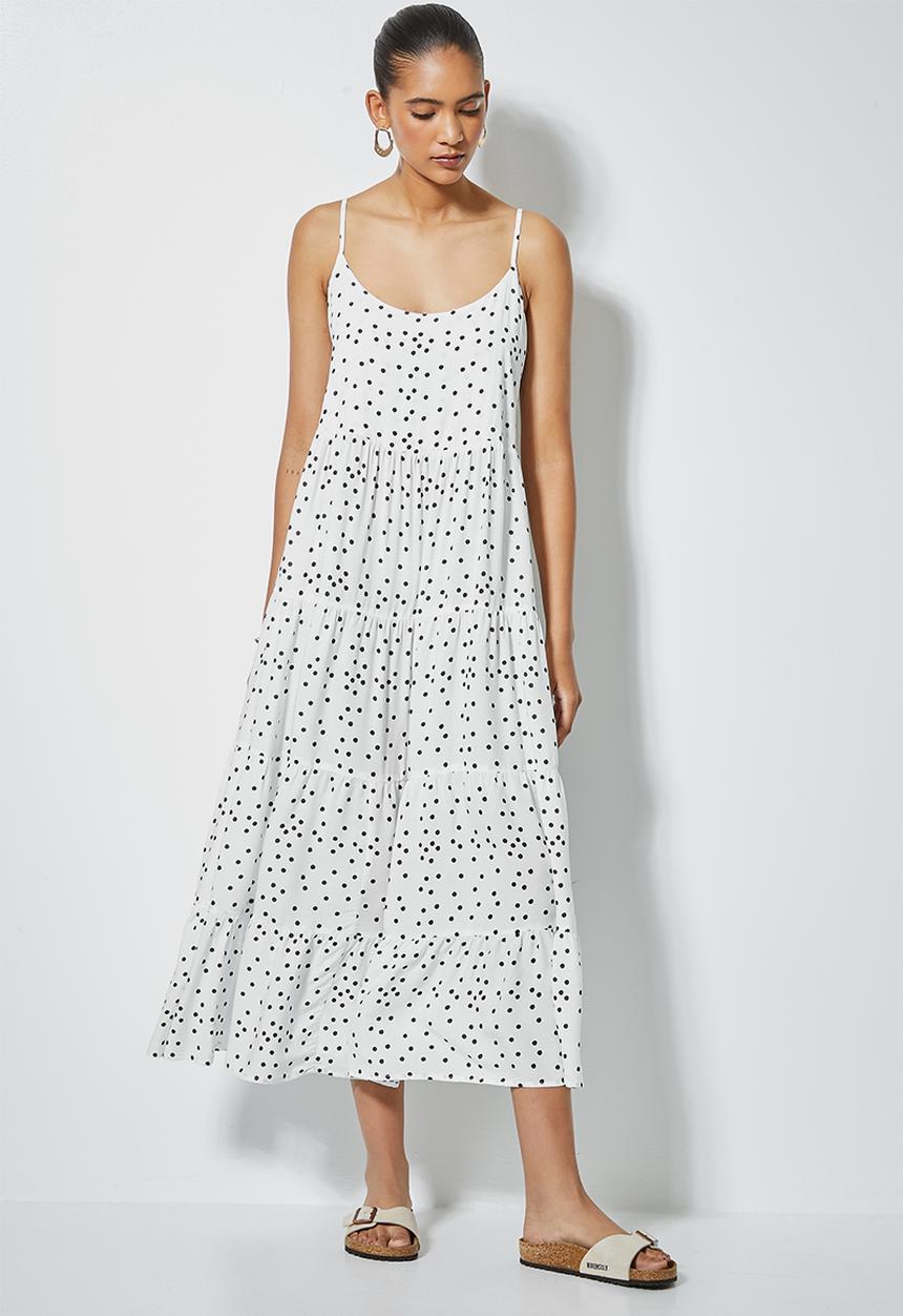 Superbalist - Tiered strappy midi - white & black