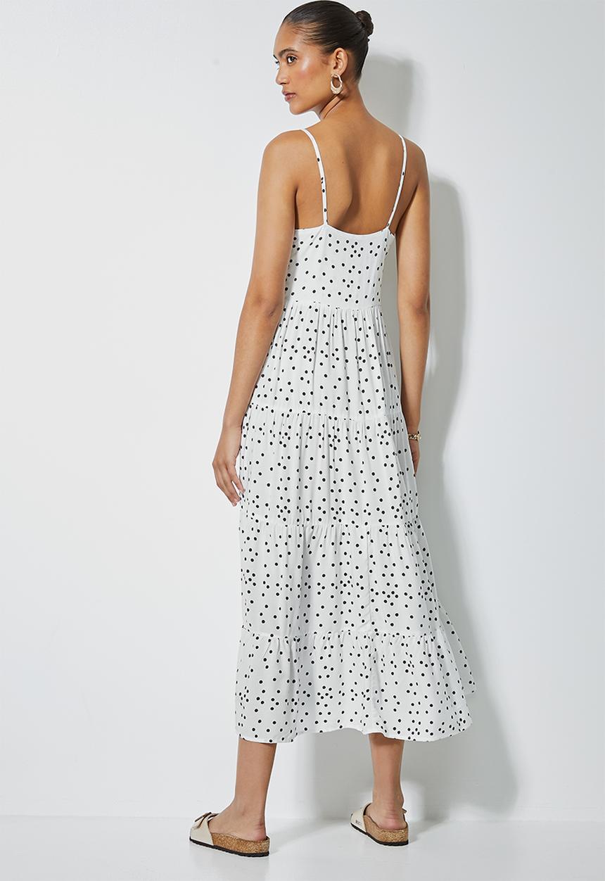 Superbalist - Tiered strappy midi - white & black