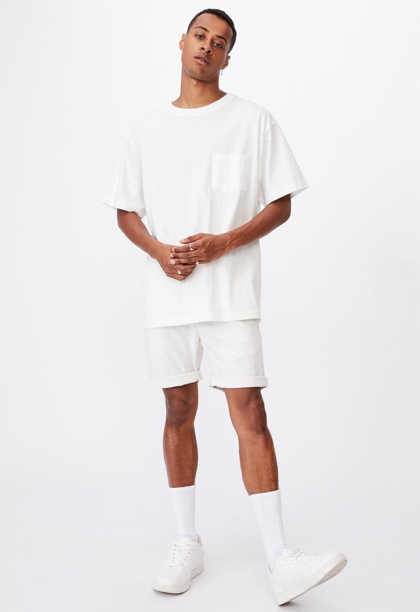 Cotton On - Washed chino short - white 