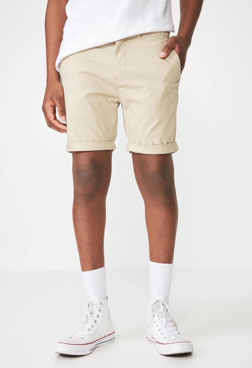 Cotton On - Washed chino short - pigment stone