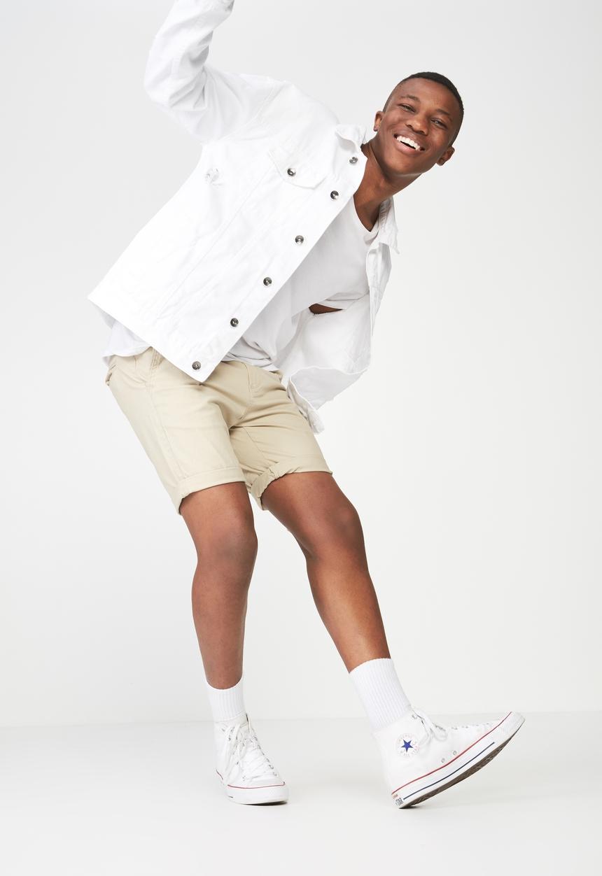 Cotton On - Washed chino short - pigment stone