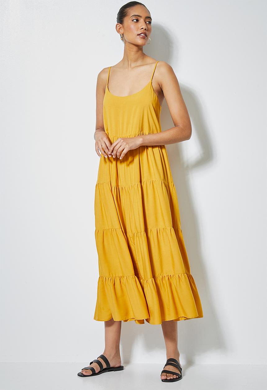Superbalist - Tiered strappy midi - mustard